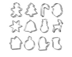 Nina's Giftshop® - RVS Kerst Uitsteekvormpjes – Koekjes Vormen & Cookie Cutters – Set van 12 – Perfect Kerstcadeau – Bakspullen voor Feestdagen