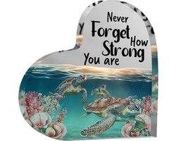 Nina’s Giftshop® Schildpad Decoratie Hart – Never Forget How Strong You Are – Inspirerend Cadeau – Cadeau voor Vrouw & Man – Woondecoratie – Bureau Decoratie – Verjaardagscadeau – Kerstcadeau