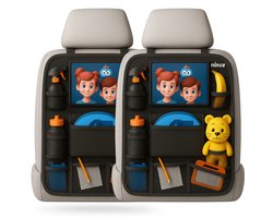 Nince Autostoel Organizer - Auto Organizer - Met Tablethouder - Autostoel Opberger - Set van 2 - Zwart