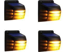 Nince Solar Tuinverlichting 4-Pack - Wandlamp Schutting Decoratie - Solar Wandlamp Buiten