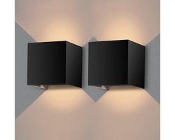 Nince Wandlamp Set van 2 - 12W - Binnen & Buiten - IP65 - Warm Wit (3000K) - 50.000+ Branduren - Zwart