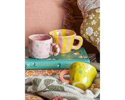 Nini beker aardewerk roze/geel - 110ml