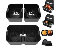 Ninja Airfryer Siliconen Accessoires 4-delig - Zwarte Bakplaten voor Ninja Foodi Flexdrawer 10.4L AF500DE/COSORI 10L - Ovenbestendig 240°C - Magnetron & Vaatwasserveilig - Herbruikbare Roosters