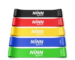 NINN Sports Zwart - Premium Weerstandsbanden van hoge kwaliteit - Set van 5 Resistance Banden - Fitness Elastiek - Incl eBook - Valentijn cadeautje voor haar - Valentijn