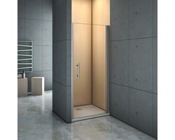 Nis douchedeur 90x185cm, enkelvouwdige draaideur, 6mm helder nano veiligheidsglas