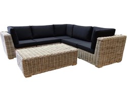 Nissah modulair hoek loungeset 6 delig naturel rotan