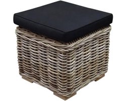 Nissah voetenbank 43x43xH43 cm naturel rotan - olefin black