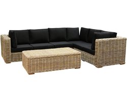 Nissah XL hoek loungeset rechts 3 delig naturel rotan