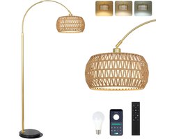 NIVA® Booglamp - Vloerlamp - Booglampen Dimbaar - Goud/Beige - 43cm x 33cm x 18cm