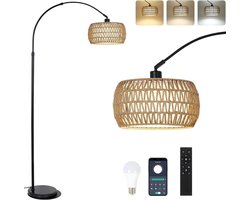 NIVA® Booglamp - Vloerlamp - Booglampen Dimbaar - Zwart/Beige - 43cm x 33cm x 18cm