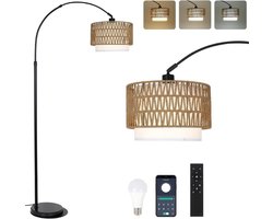 NIVA® Booglamp - Vloerlamp - Booglampen Dimbaar - Zwart/Beige - 43cm x 33cm x 18cm
