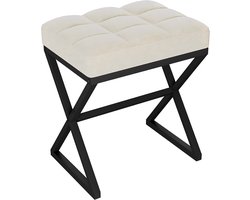 NIVA® Poef - Voetenbank - Voetenbankje - Beige - 40cm x 30cm x 43cm