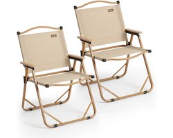 NIVADA Campingstoel 2pcs - Beige - Opvouwbaar - 120kg Draagkracht - Tuinstoel - Strandstoel - Klapstoel