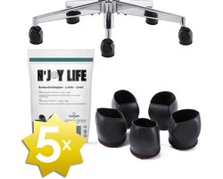 N'JOY LIFE - 5x Premium Bureaustoel Stoelpoot Beschermers Flexibel - Stoelpootdoppen Bureaustoel Wielen - Anti-Kras Vilt - Vloerbescherming