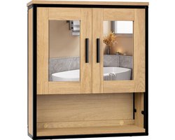 N.lux - Badkamer meubel - Met spiegel - Klap deuren - Opberg ruimte - Hangend - Wandkast - Badkamer spiegelkast - Toilet kastje - Badkamerkast - Spiegel toilet