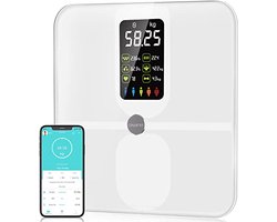 N.lux - BMI Weegschaal - Oplaadbaar - Met app - Weegschaal met geheugen - USB oplaadbaar - Personen weegschaal - Badkamer - Fitness weegschaal