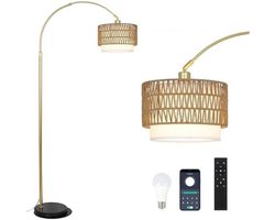 N.lux - Vloerlamp / Woonkamer / Dimmer / Met afstandsbediening / Booglamp / LED / Goud