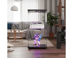 NMONET Vitrinekastje - Vitrinekasten 40x36x86 cm Zwart - glazen Vitrinekast - Wandkasten - Houten voet - veiligheidsslot - Meerkleurig verstelbaar LED-licht - Veiligheidsantislipmat - Moderne stijl