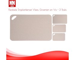N&N Wonen Flexibele Snijplankenset Van Bamboe Vlees, Groenten en Vis - 3 Stuks