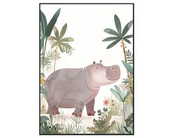 No Filter - Poster voor Baby- en Kinderkamer - Nijlpaard Poster - Jungle Poster - A4 (21x30 cm) - 250 grams papier - Kinderkamer decoratie