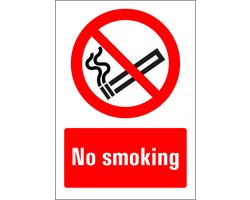 No smoking bord - kunststof 210 x 297 mm