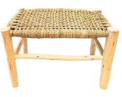 Noa May | Suki bankje | Naturel | Hout/Zeegras | Boho | Handgemaakt Marrakesh/Marokko | 60 x 40 x 42 cm