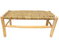 Noa May | Suki bankje | Naturel | Hout/Zeegras | Boho | Handgemaakt Marrakesh/Marokko | 90 x 40 x 43 cm