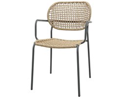 Noa stapelbare naturel wicker dining tuinstoel - Antraciet