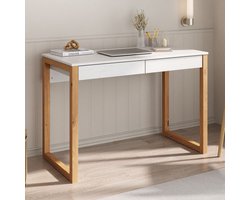 NOAH bureau met 2 massief houten laden in eiken & wit. Robuuste computertafels, meubilair voor studie, bureau met opbergruimte, kantoormeubilair - Hoofdafbeelding Sfeer