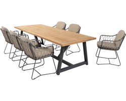 Noah Prego dining tuinset 260x100xH75 cm 7 delig taupe 4 Seasons Outdoor