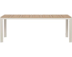 Noah tuintafel grijs, teak decor.