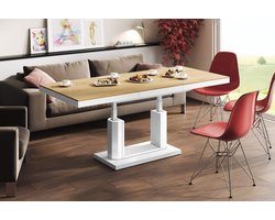 NoaHome “Aurelia Lux” Uitklapbare Salontafel → Eettafel (Eiken Fineer) – 120‑170 × 75 × 56‑76 cm