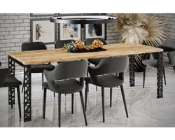 NoaHome Celestara Uitschuifbare Eettafel Goud Eiken – Stijlvolle en Robuuste Eettafel voor 12 Personen