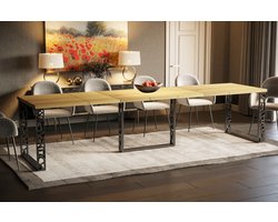 NoaHome Evaristo Uitschuifbare Eettafel Natuurlijk Eiken – Stijlvolle & Robuuste Eetkamertafel voor 8 Personen