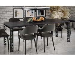 NoaHome LavaroLux Uitschuifbare Eettafel Betonlook – Rechthoekige Eetkamer Tafel Uitschuifbaar 12 Personen – Houtfineer & Beton Kleur – Industrieel Design – Verstelbare Lengte 80‑170 / 80‑215 / 130‑220 / 130‑265 × 80 × 76 cm