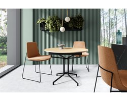 NoaHome Zafira Luxe Uitschuifbare Ronde Eettafel Goud Eiken – Eettafel voor 10 Personen – Industrieel Design – Hout Fineer & Metaal