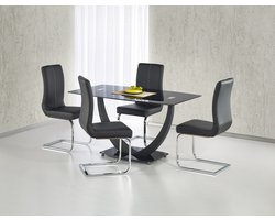 NoaHome Zalora Elegance Eettafel Transparant - Luxe Glas & Stalen Design | Eettafel voor 4 Personen | Stijlvolle Rechthoekige Eettafel