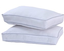 Noblesse Hoofdkussen-Boxkussen-Slaapkussen Geschikt voor rug en zijslapers- Veerkrachtig-Ventilerend – Wasbaar-Anti Allergie -Antibacterieel- Anti-huisstofmijt -60x50x10 cm-Wit -Set van 2 stuks