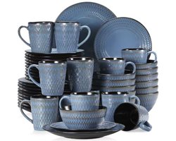 Noblesse Morencia Serviesset - 48 delig - 8 persoons - Sky blauw - Dinerborden - Bordenset - Diepe borden - Ontbijtborden - Servies - Keukenservies - Luxe design - Tafelstijl
