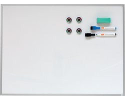 Nobo Magnetisch Whiteboard met Aluminium Lijst - 58,5 x 43cm - Inclusief Markers, Magneten en Wisser - Wit