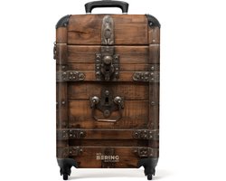 NoBoringSuitcases.com® - Handbagage koffer lichtgewicht - Reiskoffer trolley voor reizen - Vergrendelde houten kist met metalen banden - Cabine rolkoffer met wieltjes - Travel luggage - Hardcase valies klein - Past binnen 55x40x20 en 55x35x25