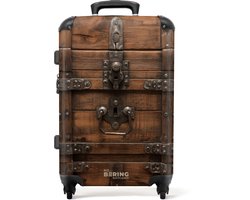NoBoringSuitcases.com® - Koffer groot - Rolkoffer lichtgewicht - Vergrendelde houten kist met metalen banden - Reiskoffer met 4 wielen - Grote trolley XL - 20 kg bagage - Valiezen middelgroot - Hardcase bagagekoffer - Suitcase large