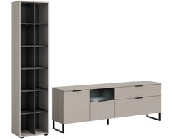 Noida woonkamercombinatie inclusief verlichting kasjmier NB zwart NB - 41x245x192cm