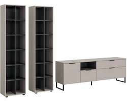 Noida woonkamercombinatie kasjmier NB zwart NB - 41x305x192cm
