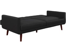 Nola - Slaapbank 3 zits in kunstleer Zwart (82 x 200 x 86 cm)