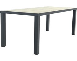 Nola tuintafel 210x90 cm. - Antraciet/Houtlook - 6 persoons