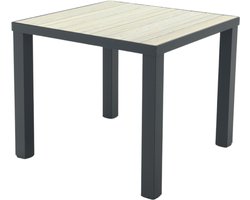 Nola tuintafel 90x90 cm. - Antraciet/Houtlook