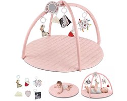 Nolad - Babygym - Speelkleed Baby - Baby speelmat - Baby speelmat met boog - Baby 0-36 Maanden - 85x85x54CM - Roze