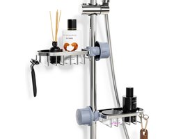 Nolad® - Doucherek hangend - 2 Stuks - Doucherek zonder boren - Keukenrek - Gootsteen organizer - Badkamer accessoires - Zilver