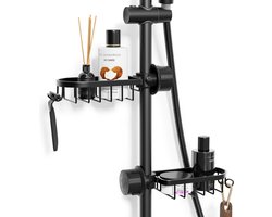Nolad® - Doucherek hangend - 2 Stuks - Doucherek zonder boren - Keukenrek - Gootsteen organizer - Badkamer accessoires - Zwart